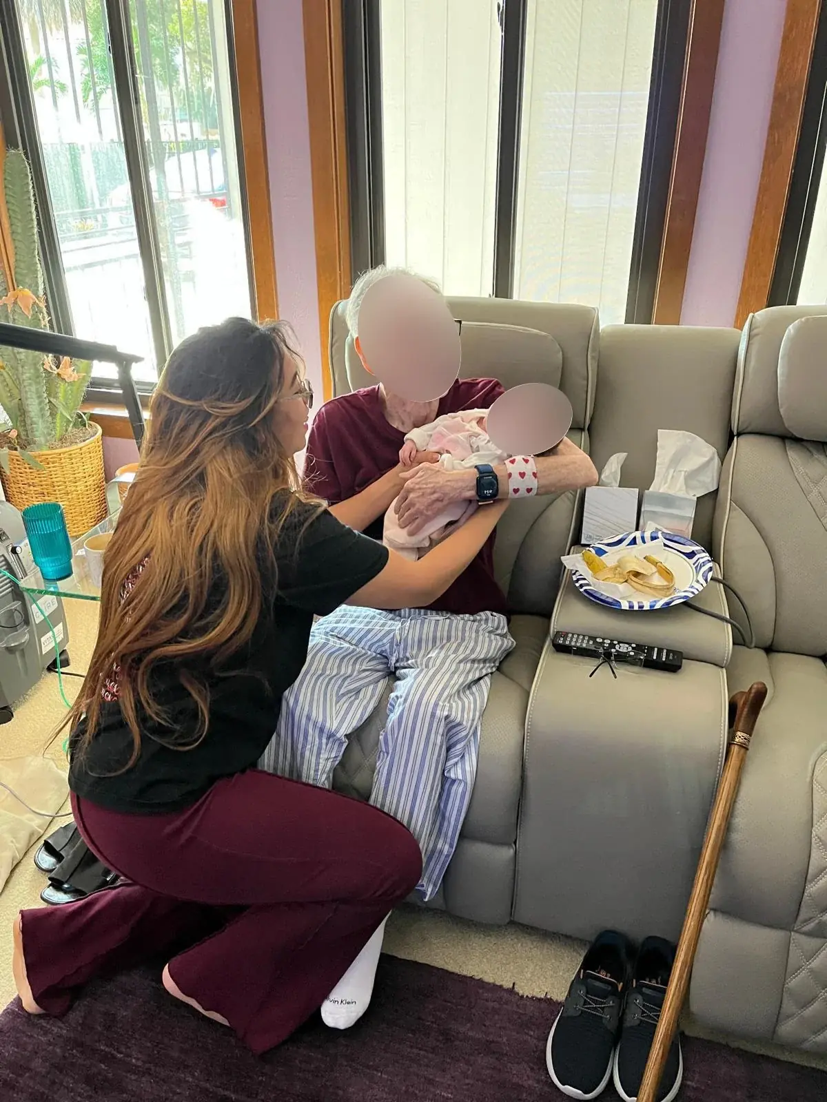 Ana offering support beside an older adult at home; supplied client photo